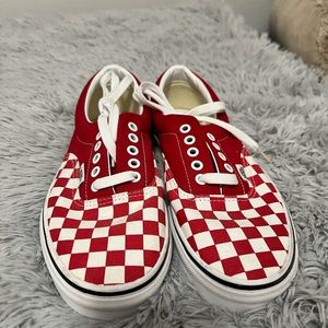Never worn. Red and white checkered Vans.